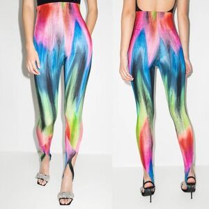 The Attico Stirrup Leggings Jamie Multi-Color Abstract Print Leggings IT 38
